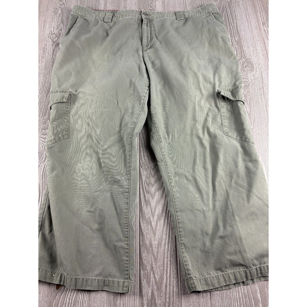Tommy Hilfiger Womens Cargo Pants Green Straight Leg Cotton Size 22 Inseam 27